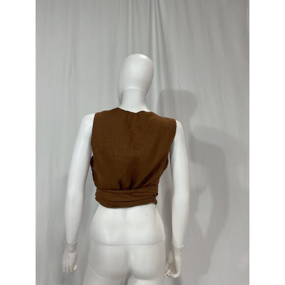 Faithfull The Brand 'Desitha' Brown Linen Top Size S - Picture 3 of 5